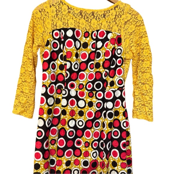 Vintage Geometric Circle & Lace Maxi Dress - Picture 2 of 8